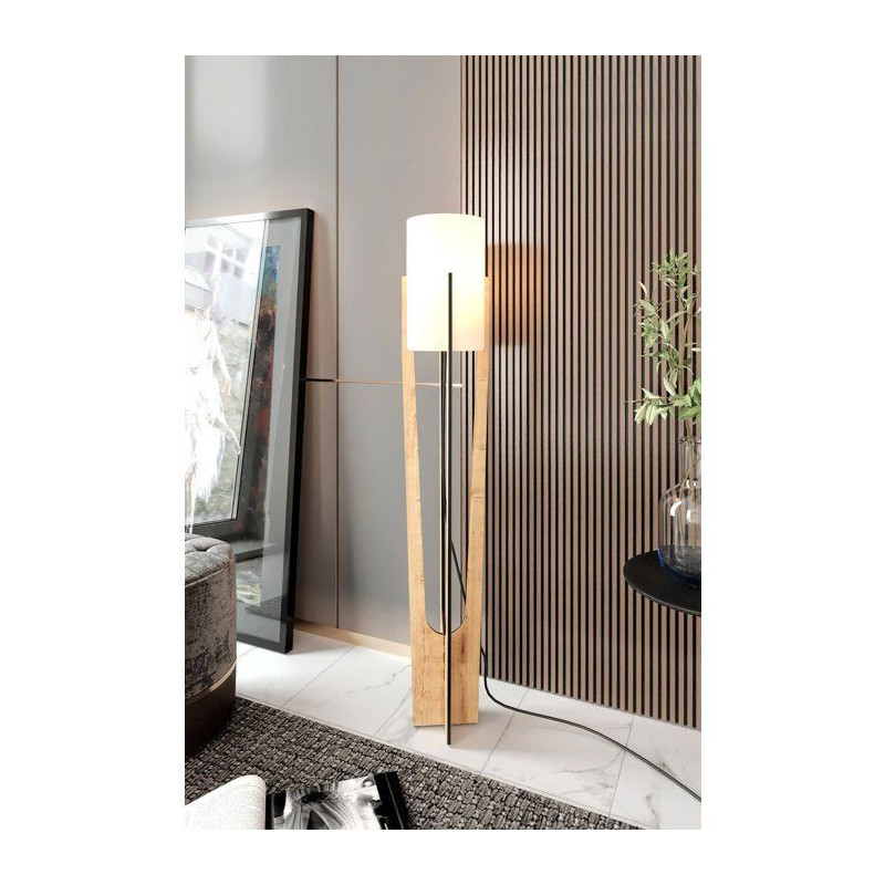 Lampadaire D BY M.RED Oak - MDF - Papier kraft - Eclairage décoratif