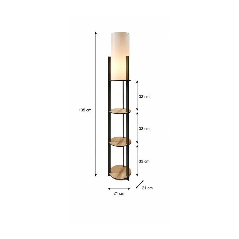 Lampadaire D BY M.RED Oak - MDF - Papier kraft - Design naturel
