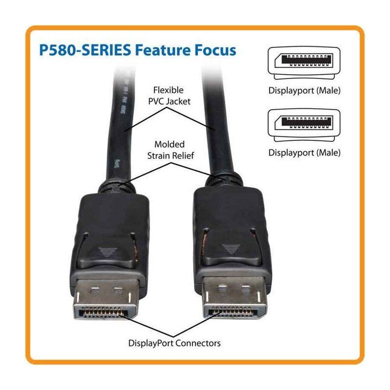 Câble DisplayPort - Eaton - P580-006 - Verrous de sécurité - 4K 60