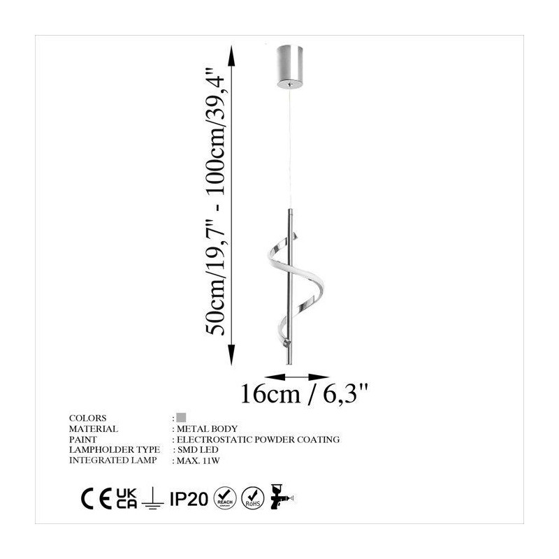 Suspension lustre D BY M.RED Chrome - Métal chromé - Design moderne