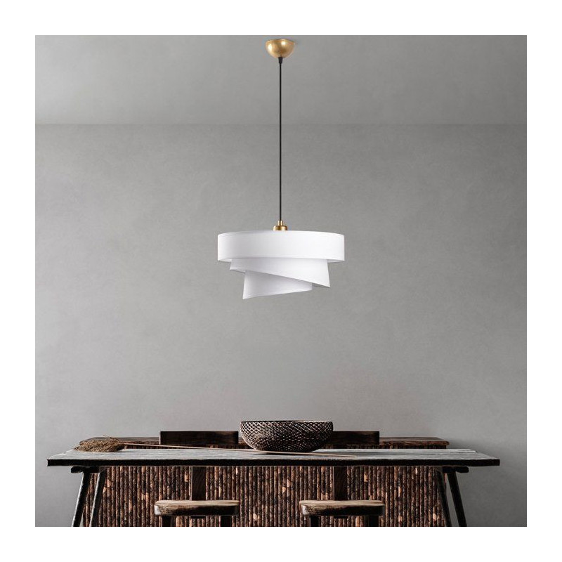 Suspension lustre D BY M.RED White - Abat-jour tissu - Métal - Ambian