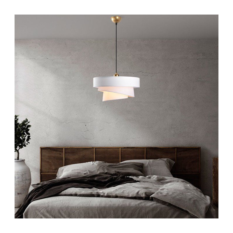 Suspension lustre D BY M.RED White - Abat-jour tissu - Métal - Ambian