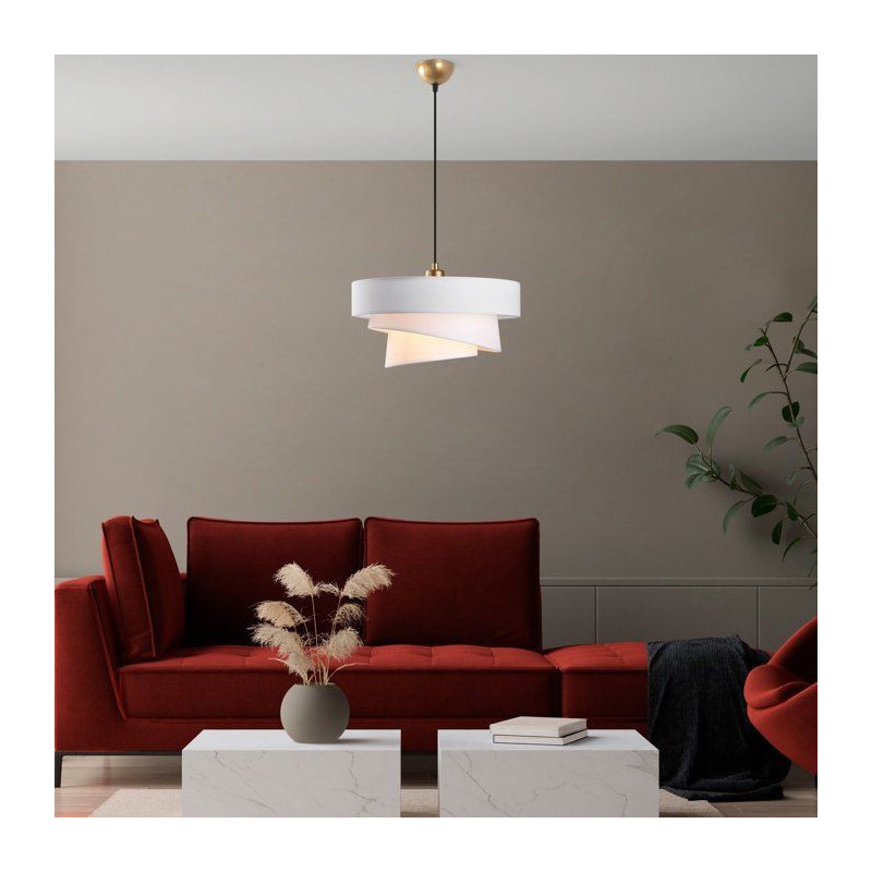 Suspension lustre D BY M.RED White - Abat-jour tissu - Métal - Ambian