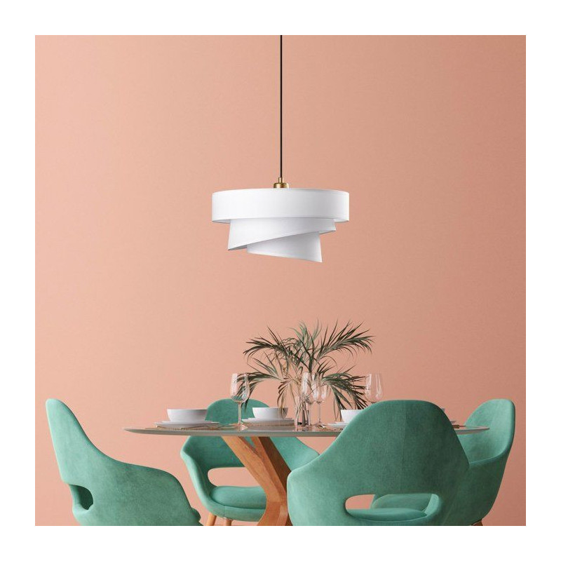 Suspension lustre D BY M.RED White - Abat-jour tissu - Métal - Ambian