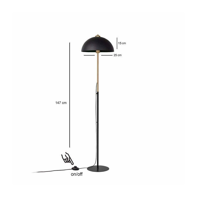 Lampadaire D BY M.RED Black - Métal - Abat-jour PVC - Design élégan