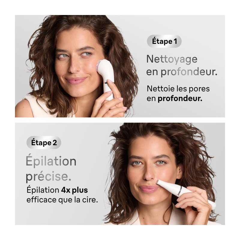Épilateur visage 2-en-1 - BRAUN - Face SE810 - Wet & Dry - Brosse net