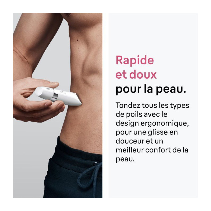 Mini tondeuse corps - BRAUN - BS1000 - Compacte - Précise - Zones sen