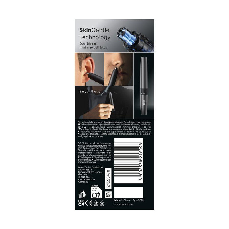 Tondeuse nez et oreilles - BRAUN - EN20 - Technologie SkinGentle - Lam