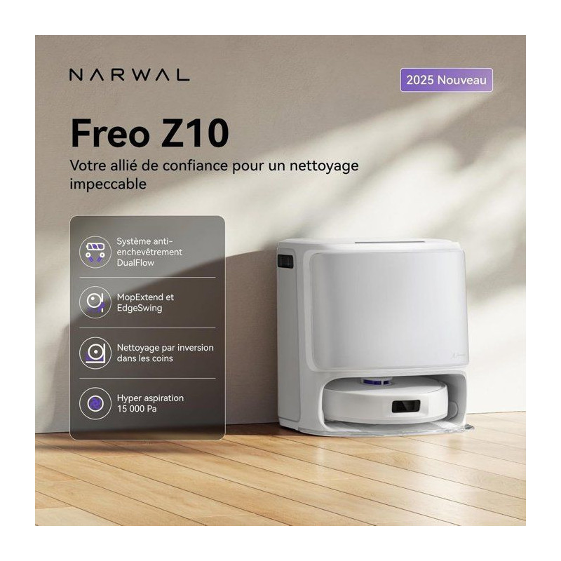 NARWAL Freo Z10 - Robot Aspirateur et Laveur avec Systeme Anti-Encheve