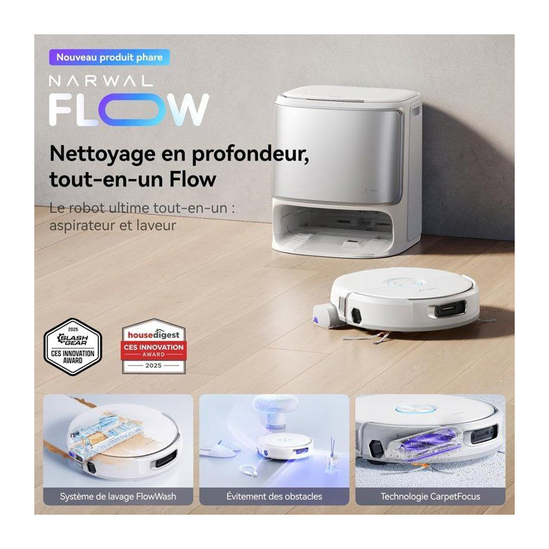 NARWAL FLOW - Aspirateur Robot Laveur avec Station - 22 000 Pa - DualF