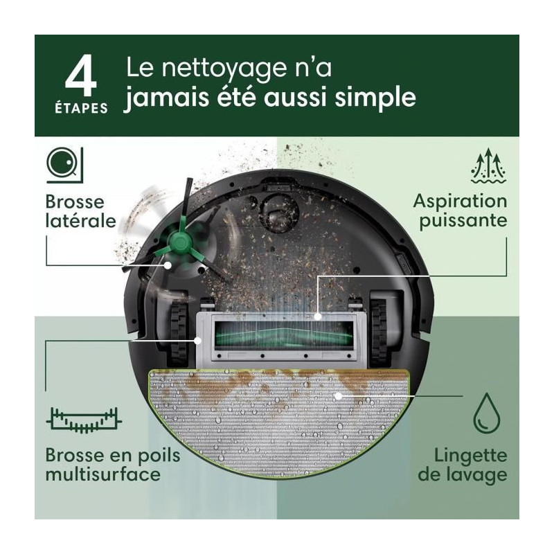 iRobot Roomba 105 Combo+Autoempty Dock - Robot Aspirateur Laveur 2en1