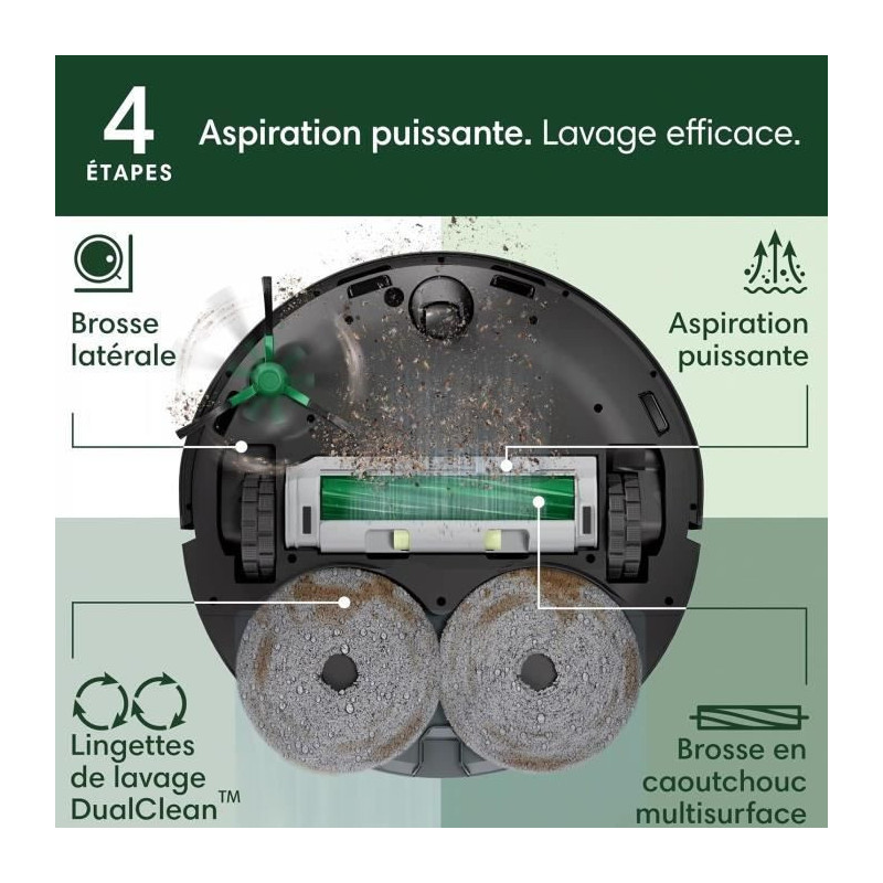 Aspirateur Robot Laveur - IROBOT Roomba Plus 405 Combo - Base Multifon