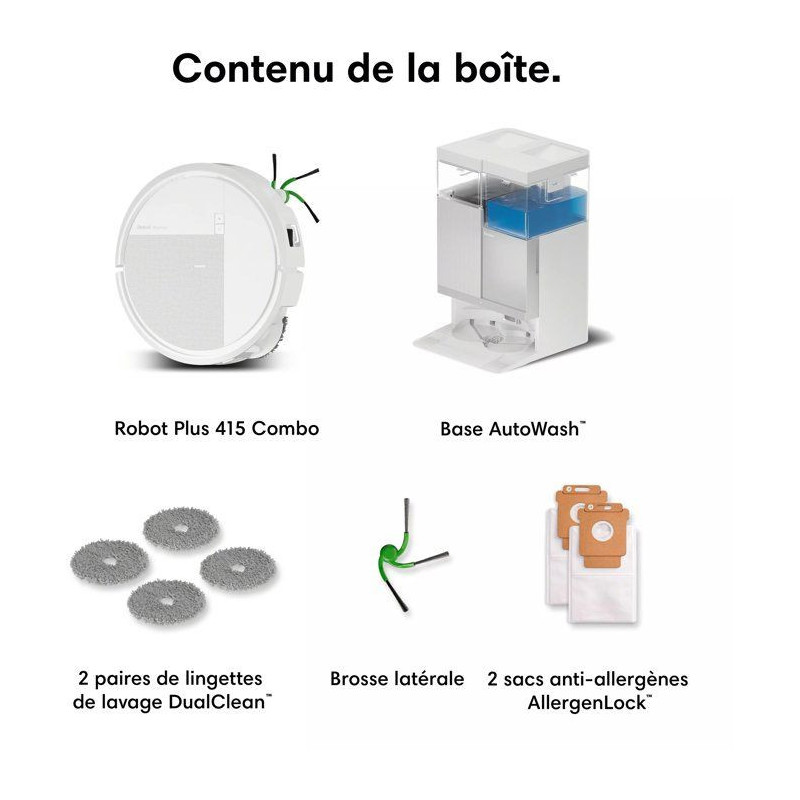 Robot aspirateur laveur - IROBOT Roomba Plus 415 - 300 min autonomie -