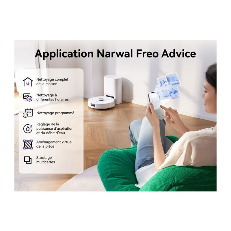 NARWAL Freo S - Robot Aspirateur Laveur - 8000 Pa - Autovidage 180 Jou