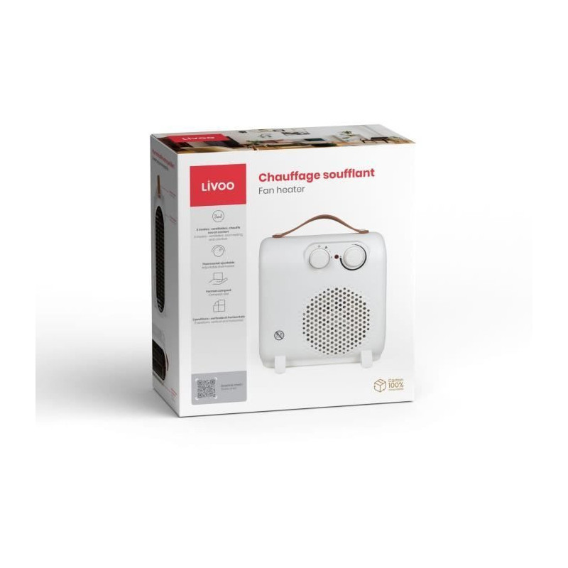 Chauffage soufflant - LIVOO - DOM476 - 900-2000W - 20 m² - Thermostat