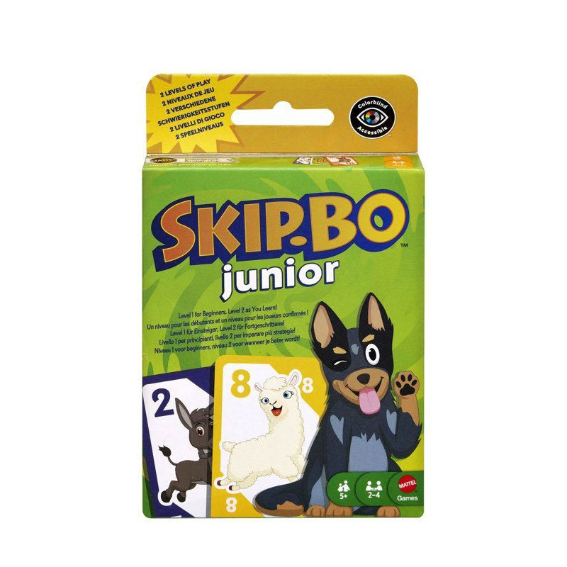 Jeu de cartes - MATTEL GAMES - Skip-Bo Junior JTP66 - 2 niveaux - Édu