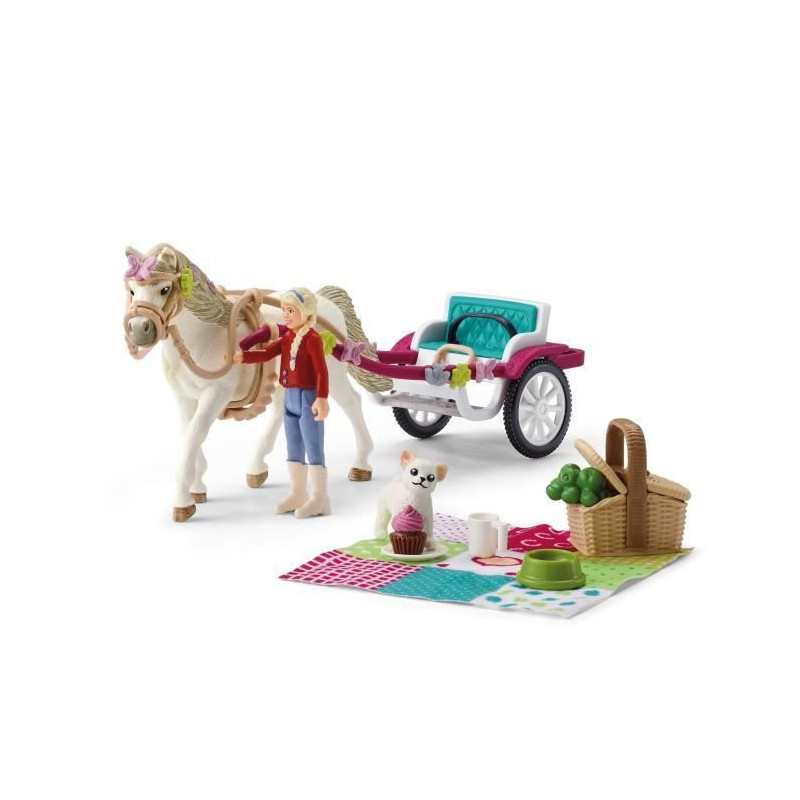 Caleche pour le spectacle équestre, coffret schleich avec 32 élémen