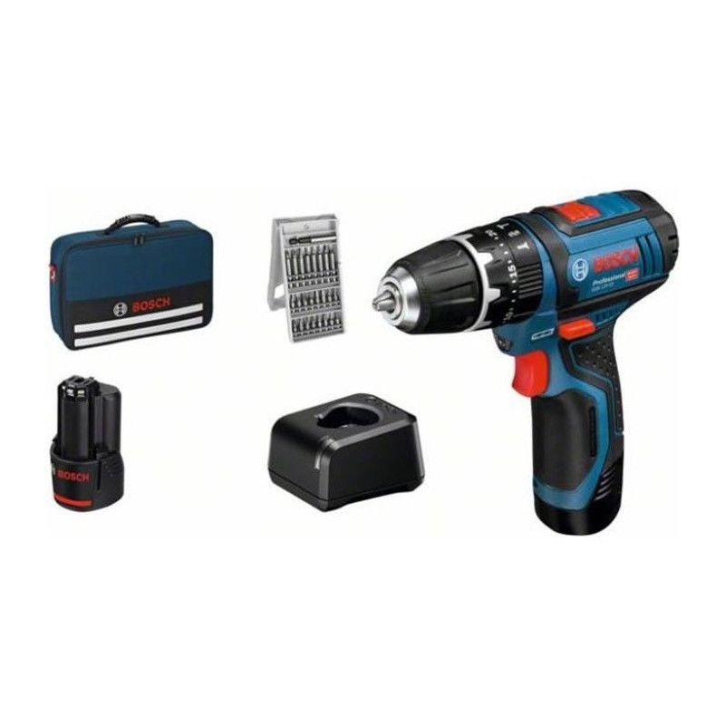 Perceuse à percussion - BOSCH PROFESSIONAL - GSB 12V-15 - 2 batteries
