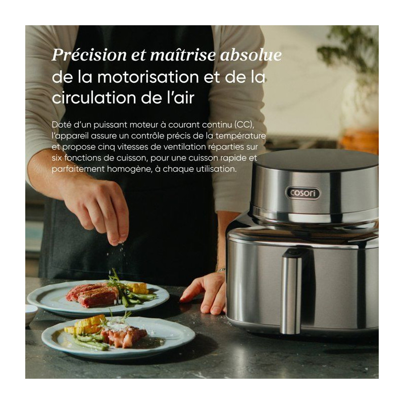 Airfryer - COSORI - Smart Air Fryer ICONIC Single - 6,2 L - Silver - A