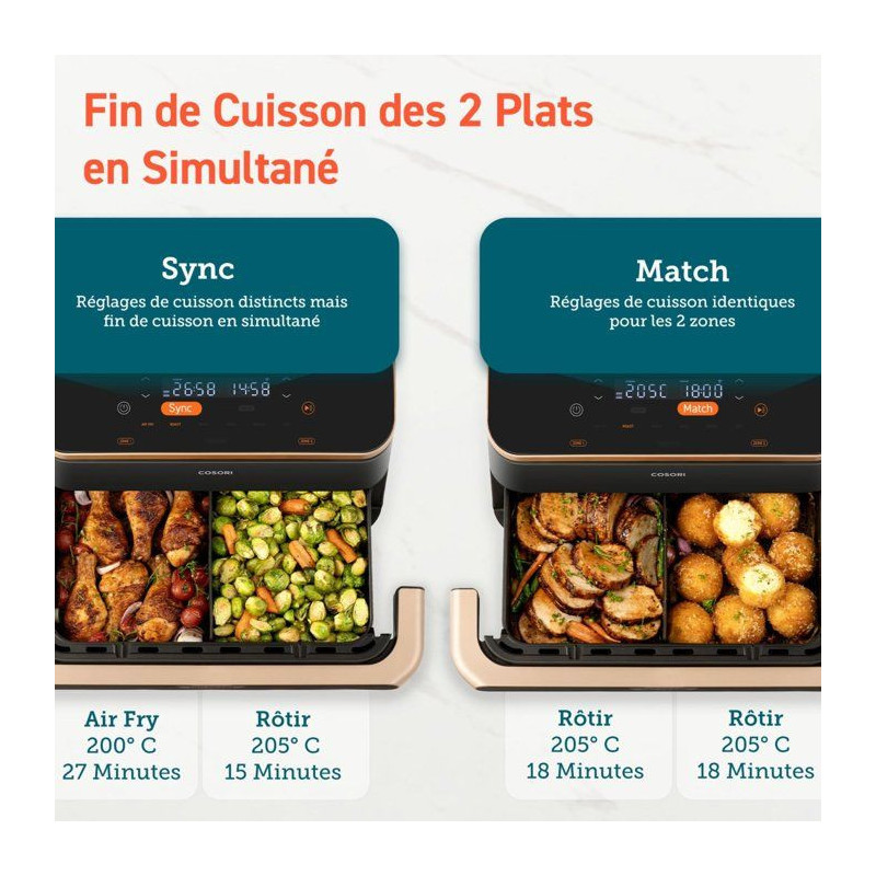 AirFryer - COSORI - DualBlaze Twinfry Pro Ceramic - 10 L - Noir - Conn