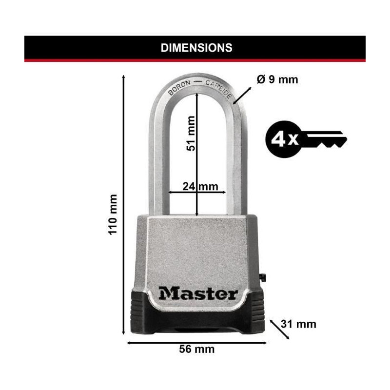 Combination padlock - 56mm - zinc