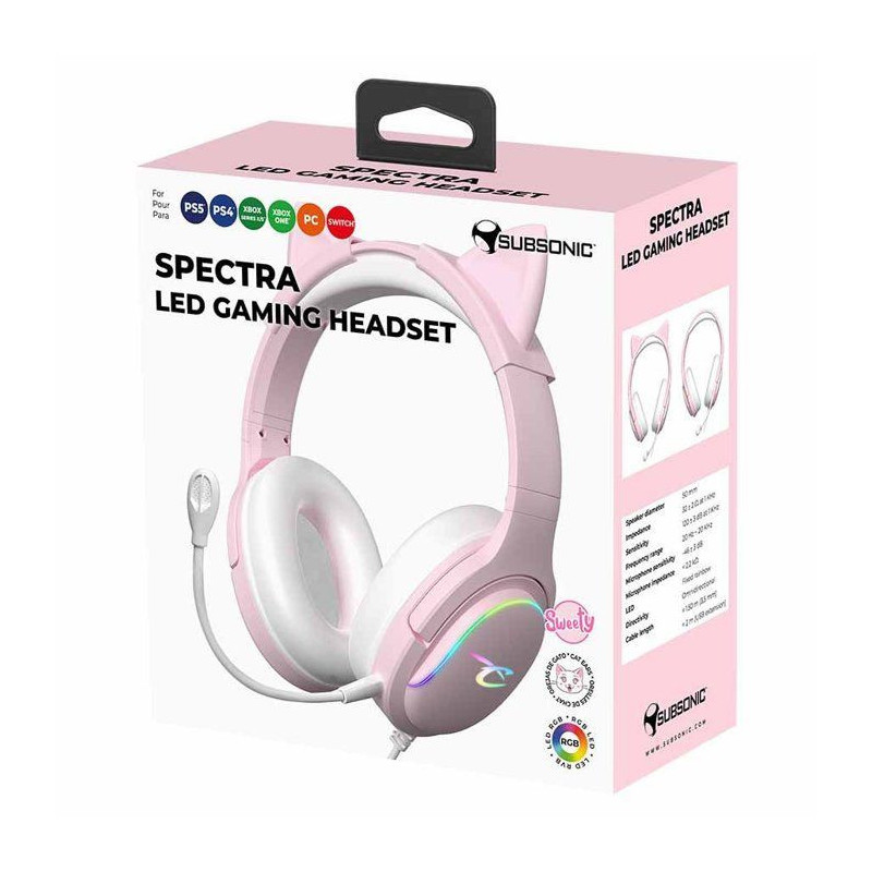 Casque gaming - SUBSONIC - Spectra LED Rose - Haut-parleurs 50 mm - LE