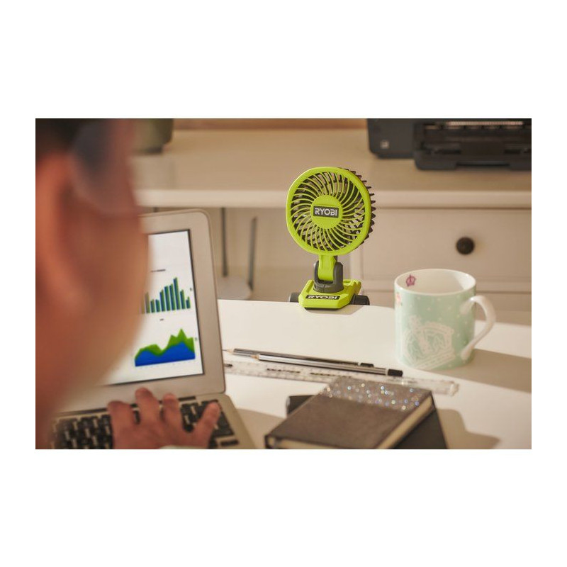 RYOBI Ventilateur a pince 4V USB Lithium orientable - sans batterie ni