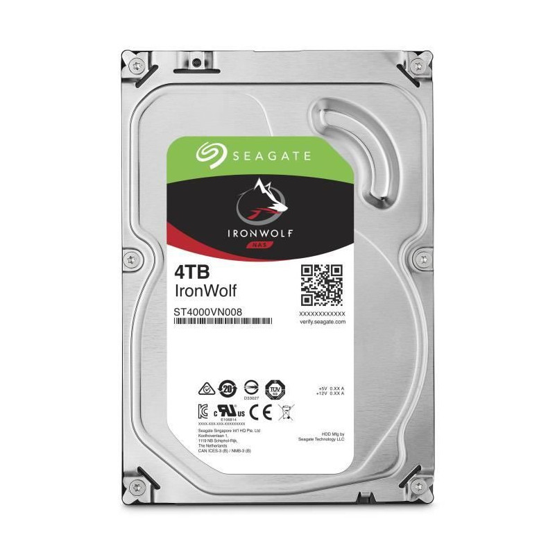 SEAGATE - Disque dur Interne - NAS IronWolf - 4To - 3.5 - 5400 tr/min