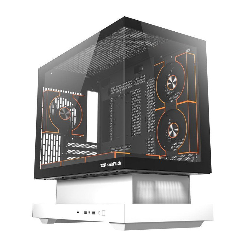 Boîtier PC - DARKFLASH - FLOATRON F1 - Blanc/Noir - Cube - Format M-A