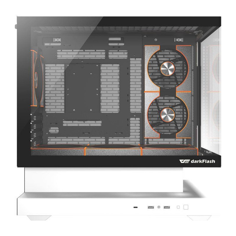 Boîtier PC - DARKFLASH - FLOATRON F1 - Blanc/Noir - Cube - Format M-A