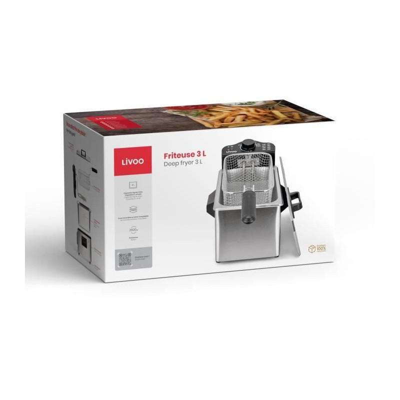 3 L Deep Fryer - LIVOO - DOC216 - 2000W - 3L - Removable stainless ste