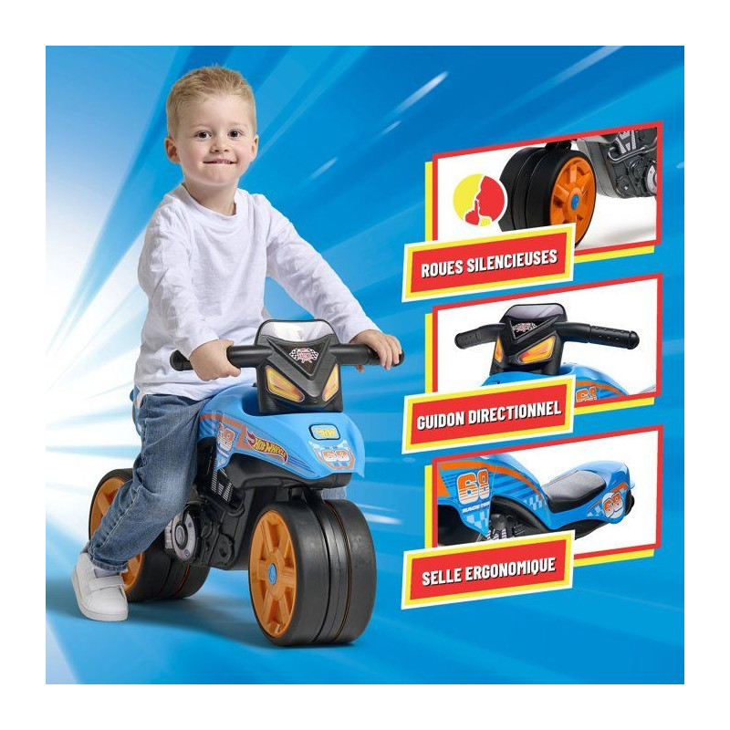Draisienne - Roues silencieuses - FALK - Moto Hot Wheels - Plastique r