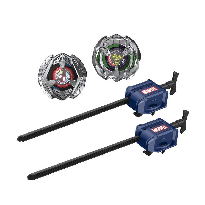 Beyblade X Miles Morales 1-60GN contre Green Goblin 9-80HT, 2 toupies