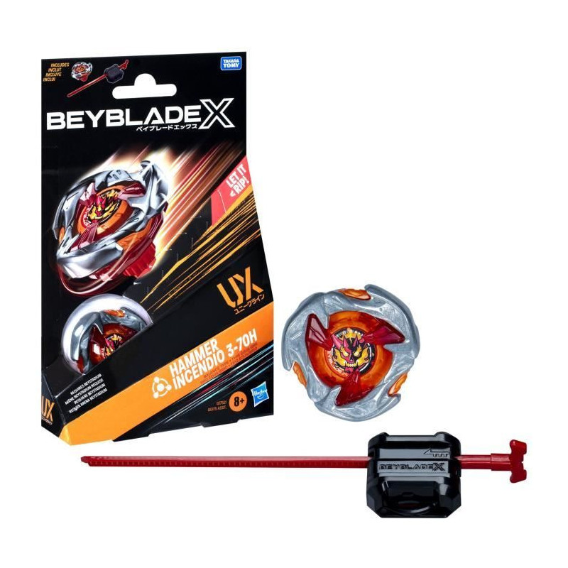 Beyblade X, Starter Pack Hammer Incendio 3-70H UX avec toupie de type
