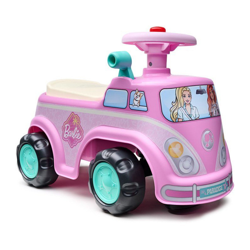 Porteur - FALK - Van rétro Barbie - Assise ouvrante - Volant avec kla