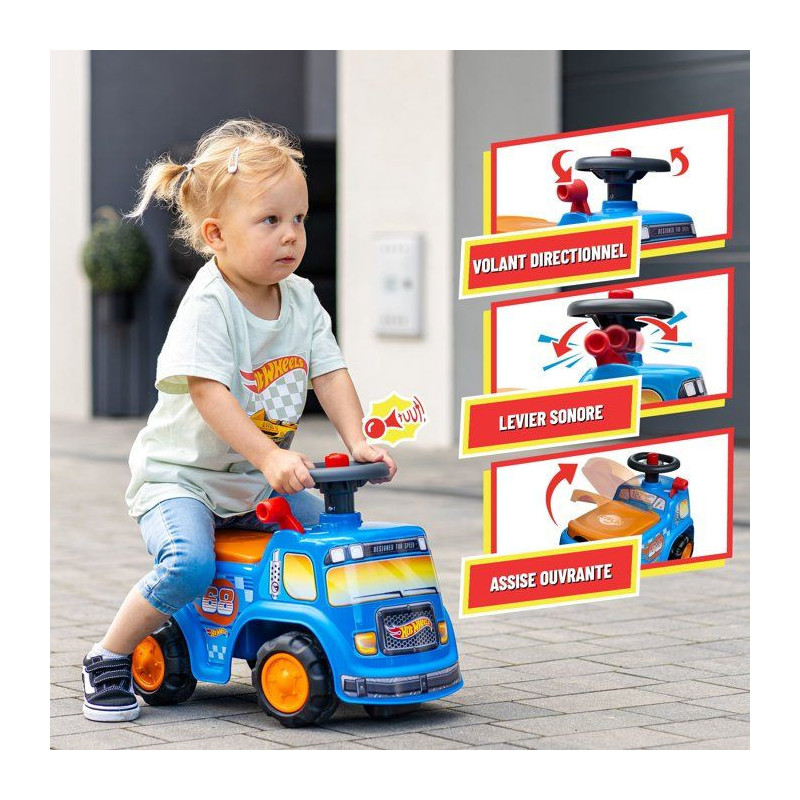 Porteur - FALK - Camion Hot Wheels - Assise ouvrante - Volant avec kla