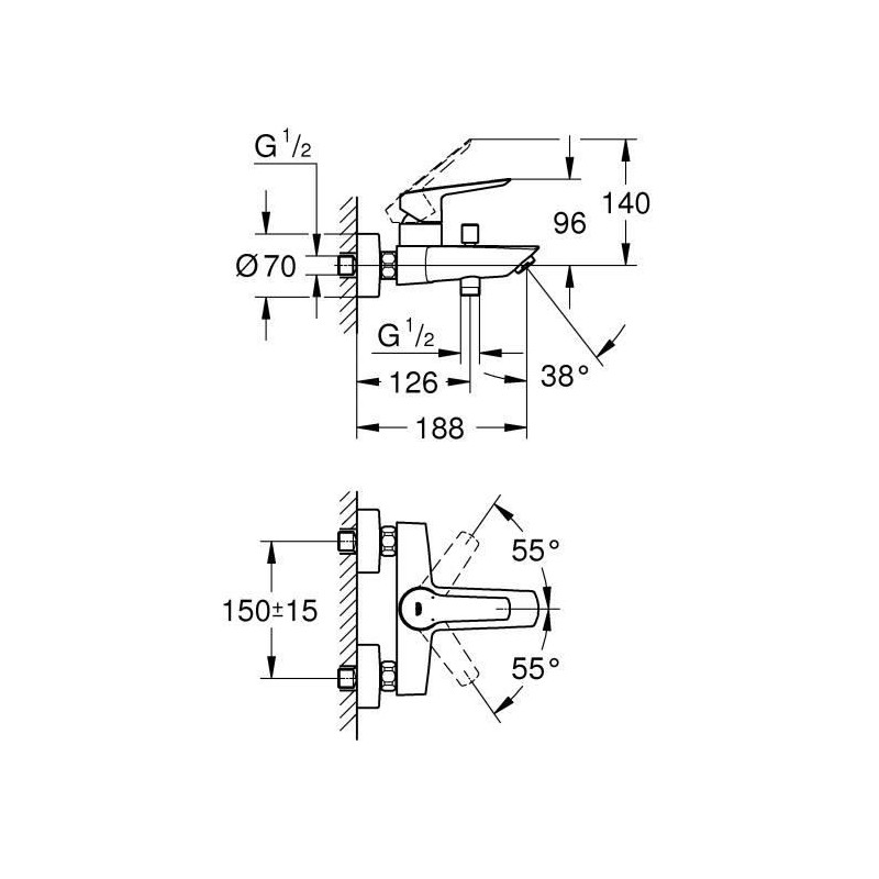 Mitigeur Bain/Douche GROHE Start - Chromé - Inverseur automatique - E