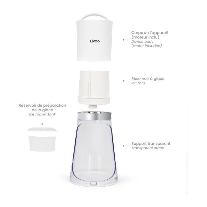 Ice Crusher - LIVOO - DOM462 - 150 mL - 2 Sizes - Automatic Start-up -