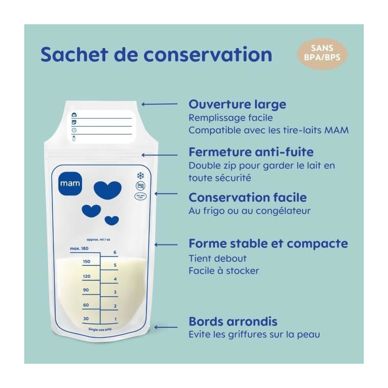 Sachets de conservation - MAM - Pack de 25 - 180 ml