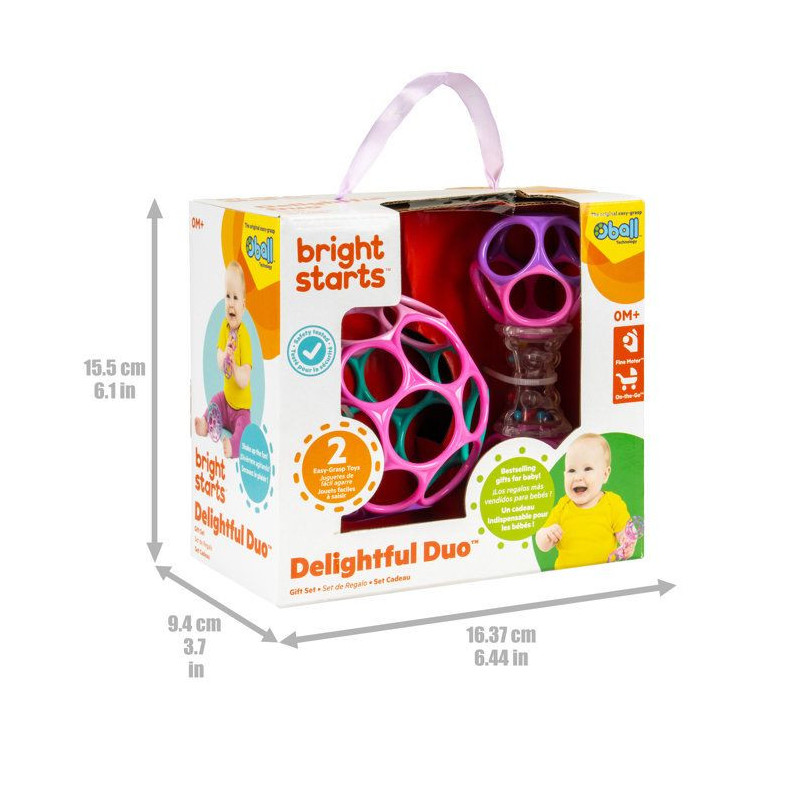 BRIGHT STARTS Coffret cadeau de naissance fille O'Ball avec 2 jouets b