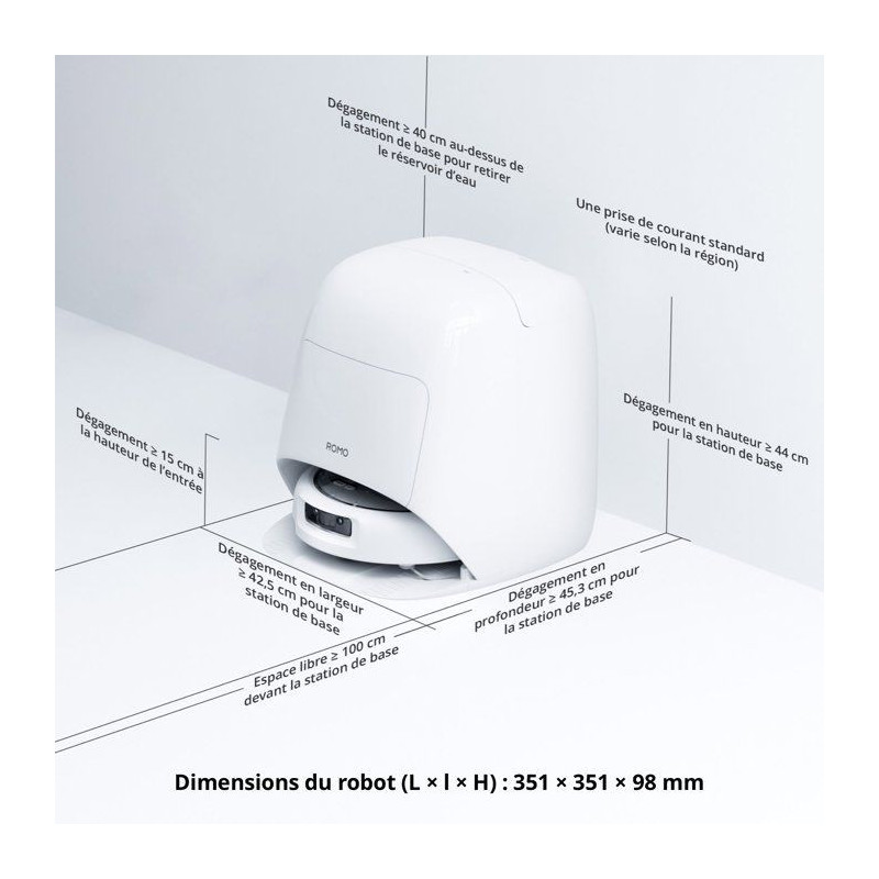 DJI ROMO A2 - Robot Aspirateur Laveur - Franchissement obstacles 8,5 c