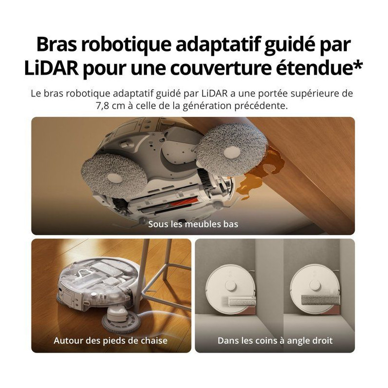 DJI ROMO A2 - Robot Aspirateur Laveur - Franchissement obstacles 8,5 c