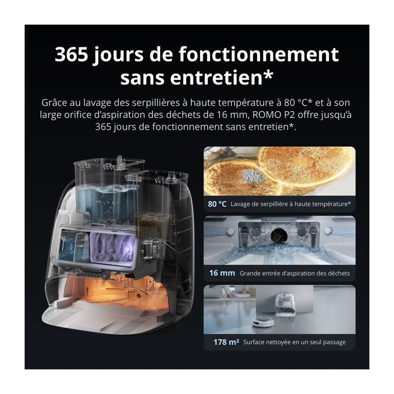 DJI ROMO P2 - Robot Aspirateur Laveur - Station autonettoyante haute t