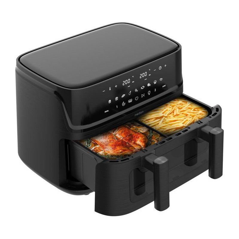 Air Fryer - MEDION - P25 XXL Flex M - Grande capacité 10,8 L - Sépar
