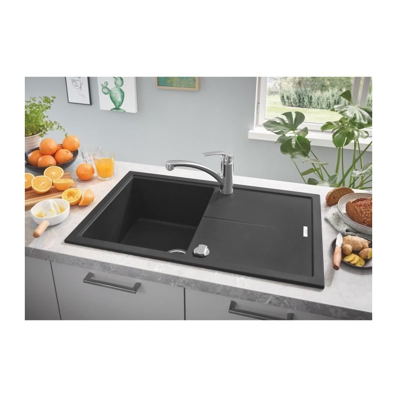 GROHE Evier composite avec égouttoir K400 780 x 500 mm Noir Granite 3