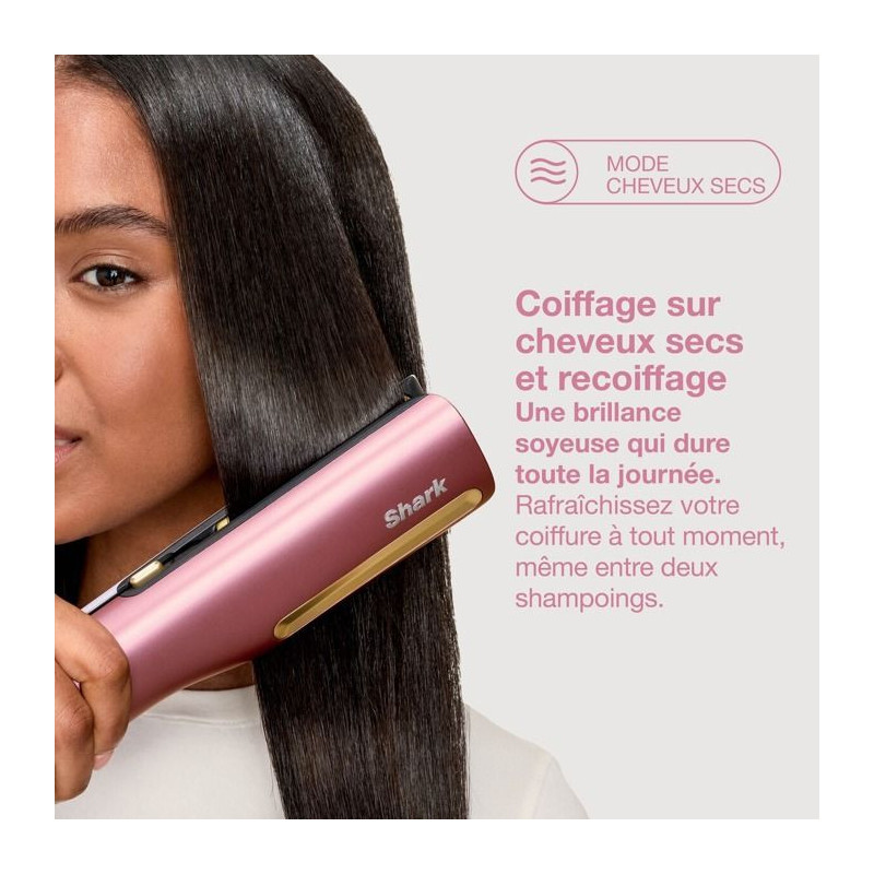 Lisseur et seche-cheveux 2 en 1 - SHARK - SilkiPro HT401EUPK - Rose -