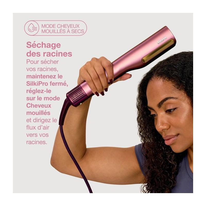 Lisseur et seche-cheveux 2 en 1 - SHARK - SilkiPro HT401EUPK - Rose -