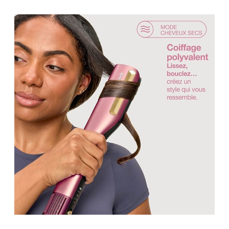 Lisseur et seche-cheveux 2 en 1 - SHARK - SilkiPro HT401EUPK - Rose -