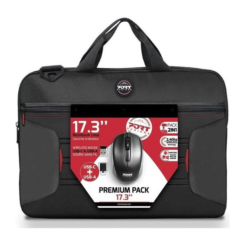 PREMIUM PACK: Laptop bag 17 + Wireless mouse + Dungle USB & Type C ada
