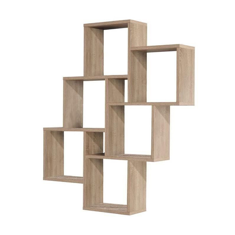FMD Etagere Murale avec 8 Compartiments Couleur Chene Tablette Salon R